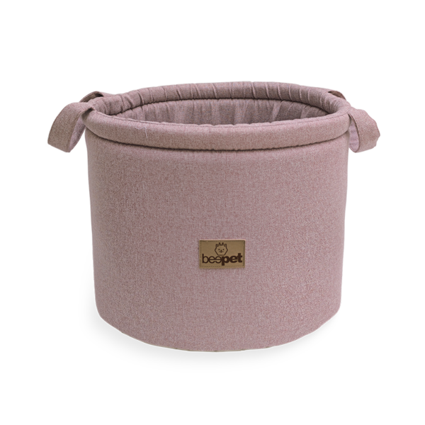 Cesto Organizador Linho Quartzo Rosa