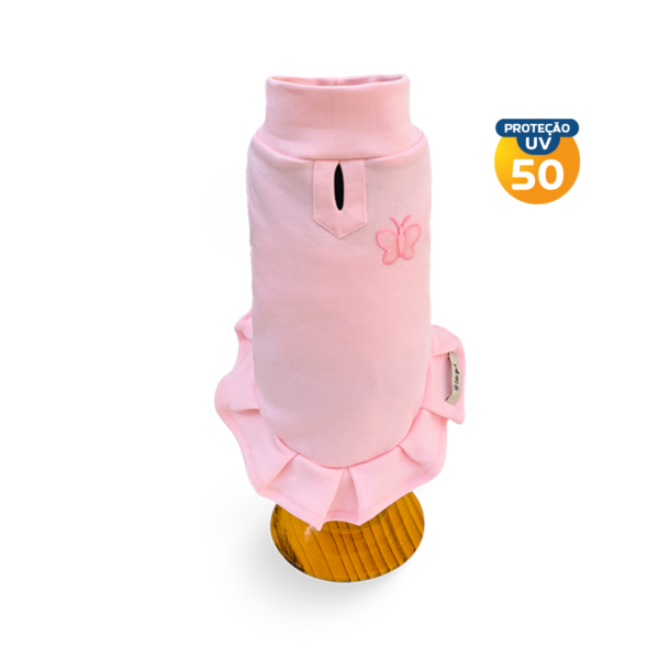 Regata Malha Rosa Bebê Borboleta